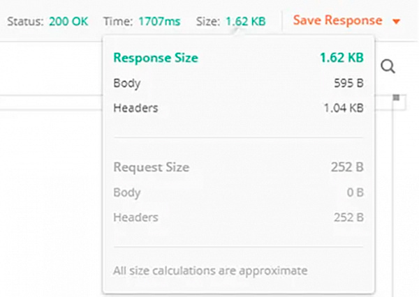 Размер ответа сервера