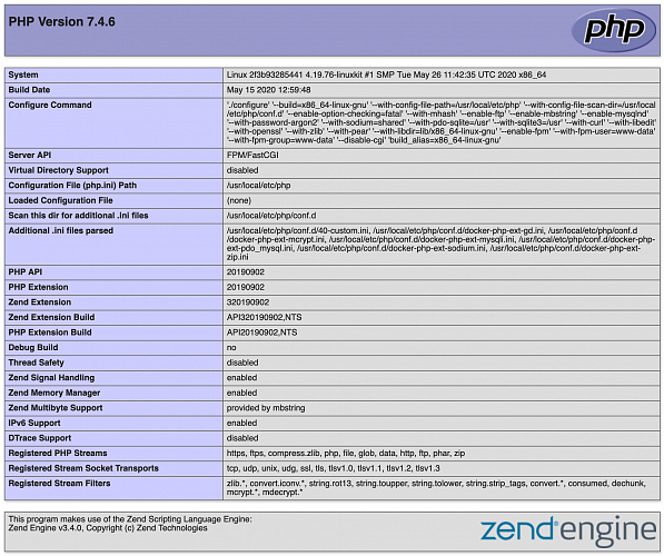 Вывод функции phpinfo